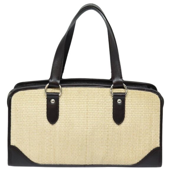 BURBERRY Tote Bag Straw Beige Auth - Picture 2 of 16